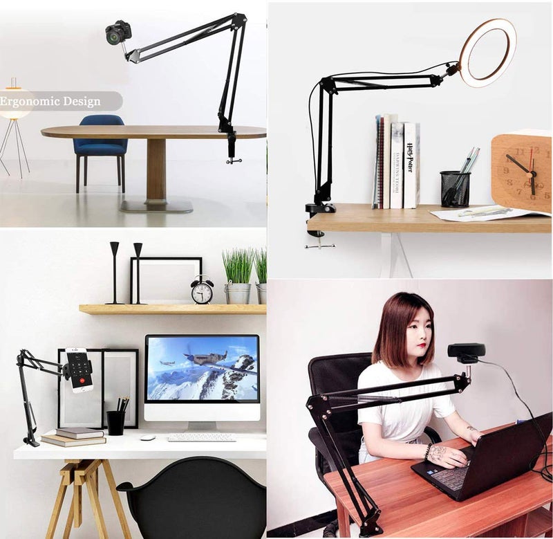 LenTok Overhead Tripod Mount for Camera Webcam Ring Light, Flexible Over Head Arm for iPhone with Phone Holder and Ball Head, Table Stand Accessory for Phone Video Recording Live Stream - Image 5